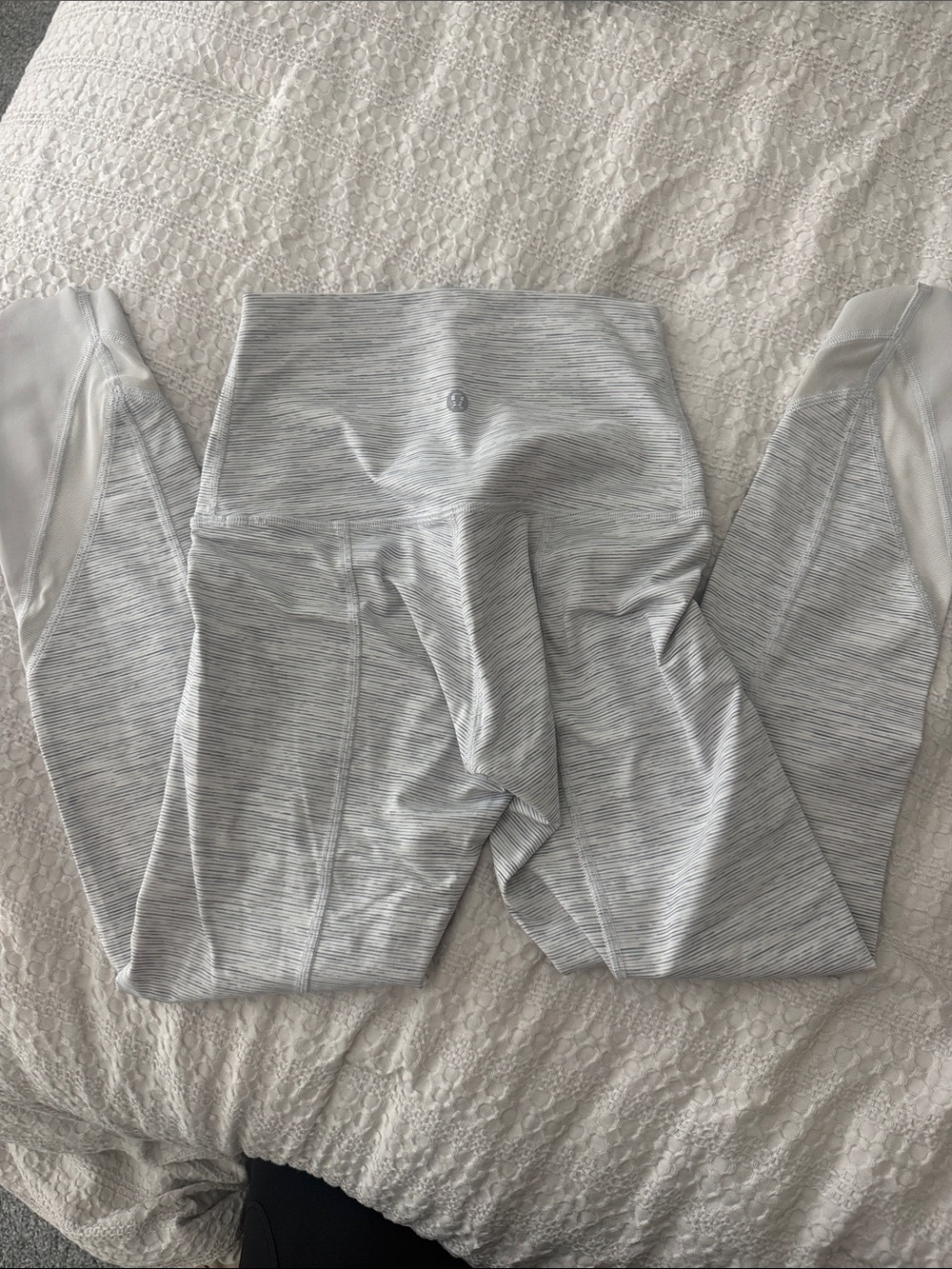 lululemon athletica Light Gray Striped High-Rise Cropped Leggings